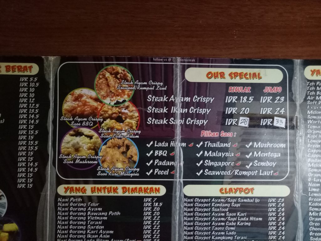 tempat makan steak murah di Medan, Raden’s Crispy Steak and Spicy Chicken